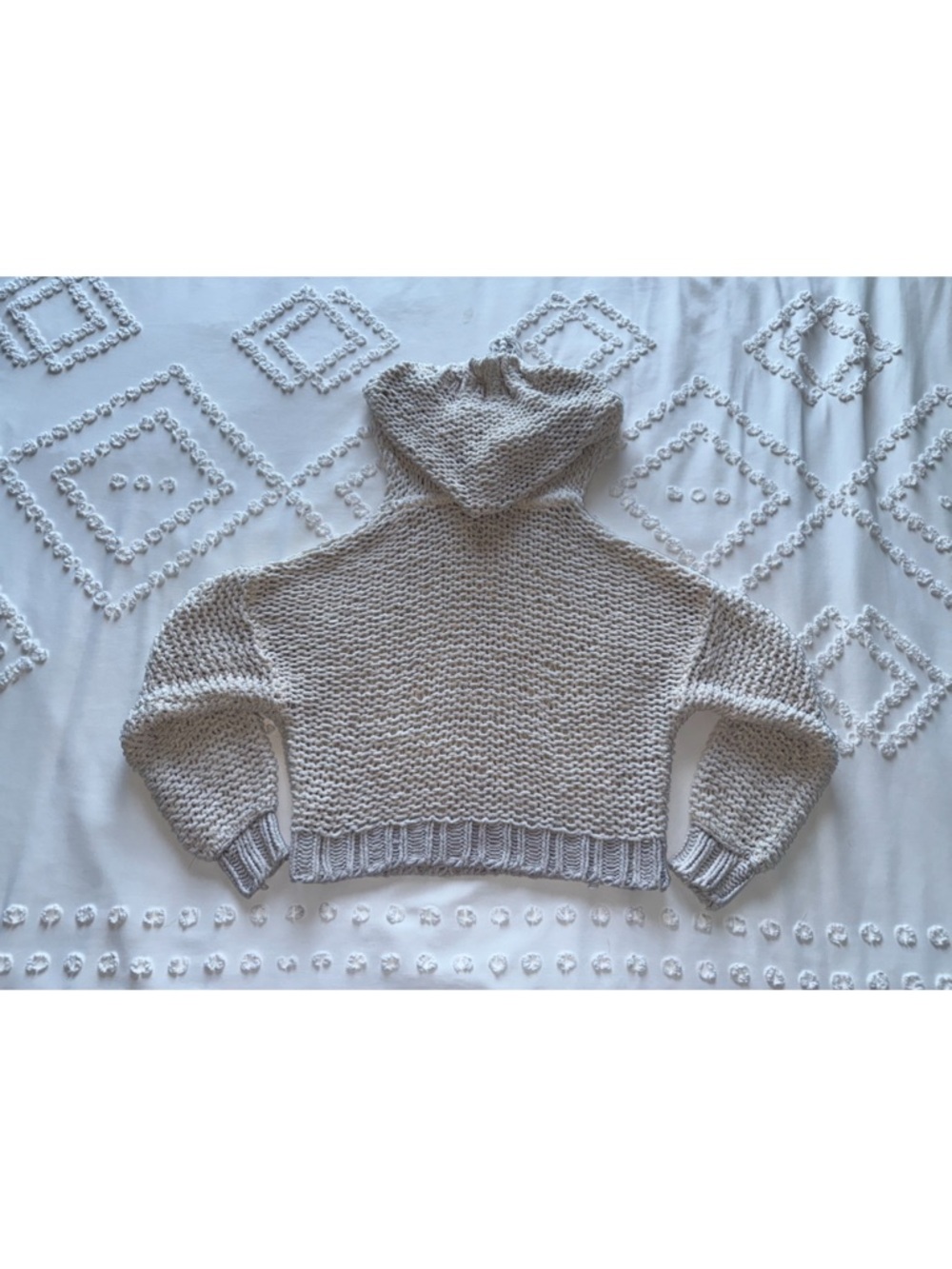 Free People Cream Knit Cowl Sweater with Tassel Tie - Picture 4 of 10